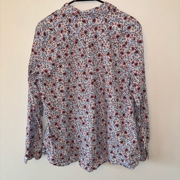 Talbots Cotton Lotus Flower Floral Button Down Blouse Size XL - Picture 5 of 10